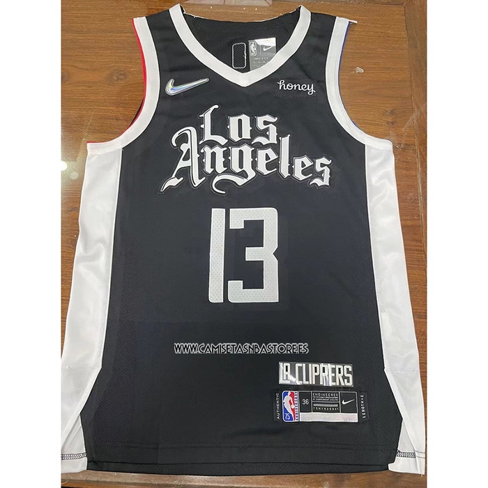 Paul George NO 13 Camiseta Los Angeles Clippers Ciudad Autentico 2020-21 Negro